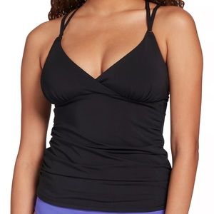 CALIA BY CARRIE UNDERWOOD - Women's Strappy Ruched Tankini Top in Black